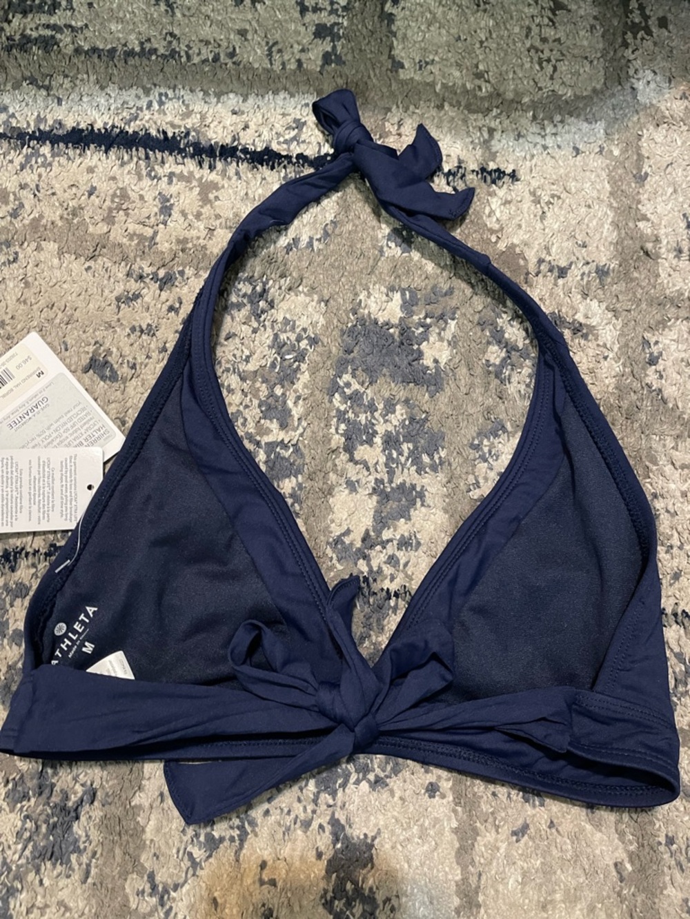 Athleta Navy Shirrendipity Halter Bikini Top Size M - Picture 4 of 6